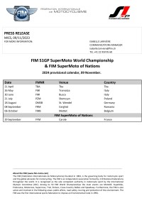 FIM S1GP SuperMoto World Championships - 2024 provisionnal calendar, 09 October